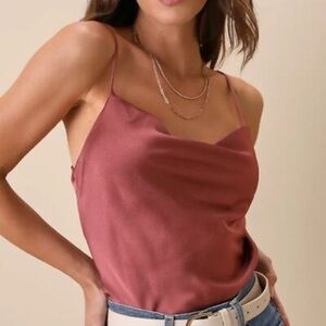 Lulus Emmerson rusty rose satin bodysuit